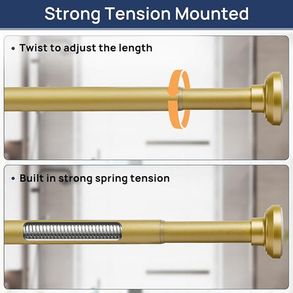 ENJOYBASICS 1" Gold Shower Curtain Rod, 30-76" Adjustable, Secure Tension | - Image 3