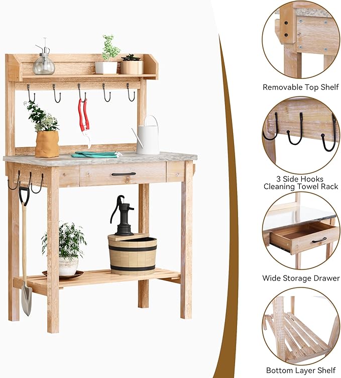 HOLTICO Outdoor Potting Bench Table - Image 2