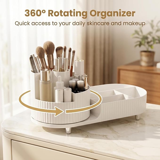 360 Rotating Makeup Organizer for Vanity Large Capacity Cosmetic Organizers - Image 6