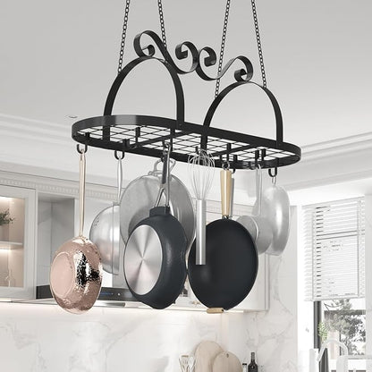 33" Pots and Pans Hanging Rack, Heavy-duty Metal Pan Rack Hanger Organizer - Image 6