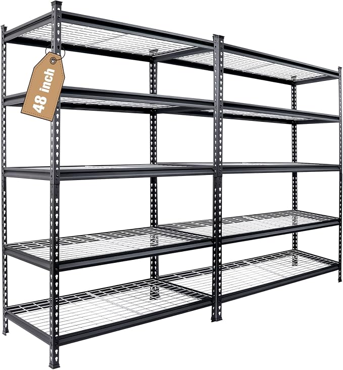 WORKPRO 5-Tier Metal Shelving Unit, 48”W x 24”D x 72”H, Heavy Duty Adjustable by WORKPRO