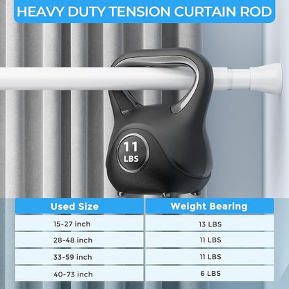 AIZESI White Tension Curtain Rod 16 to 26 Inch, 7/8” Diameter Adjustable Spring - Image 6