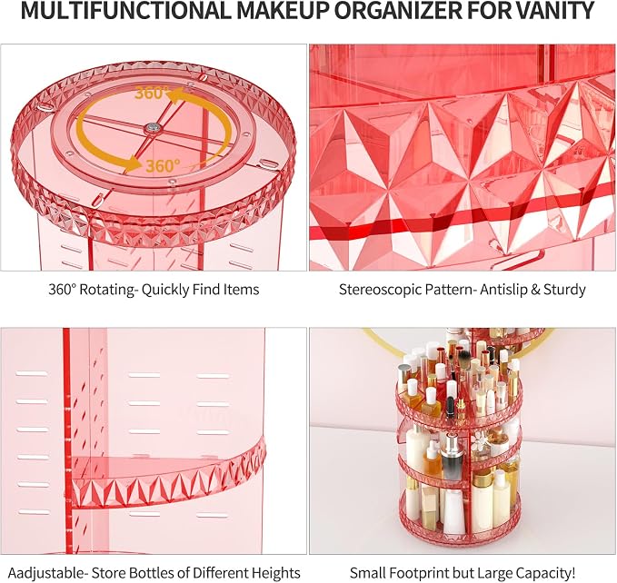 360 Rotating Makeup Organizer, DIY Adjustable Cosmetics Organizer, Professional - Image 4
