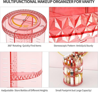 360 Rotating Makeup Organizer, DIY Adjustable Cosmetics Organizer, Professional - Image 4