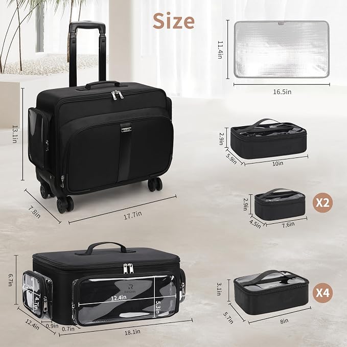 Rolling Makeup Train Case with Large Makeup Case，Professional Makeup Artist - Image 3