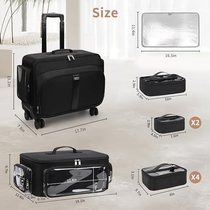 Rolling Makeup Train Case with Large Makeup Case，Professional Makeup Artist - Image 3