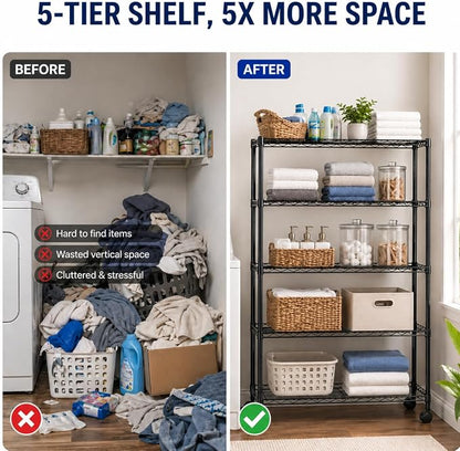 Simple Deluxe 5-Tier Heavy Duty Storage Shelving Unit, 1250 Lbs Loading Capacity - Image 6
