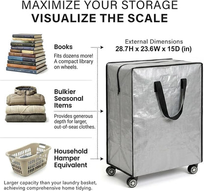 Oversized Wheeled Moving Bags, Heavy-Duty Zippered Tote - Image 2