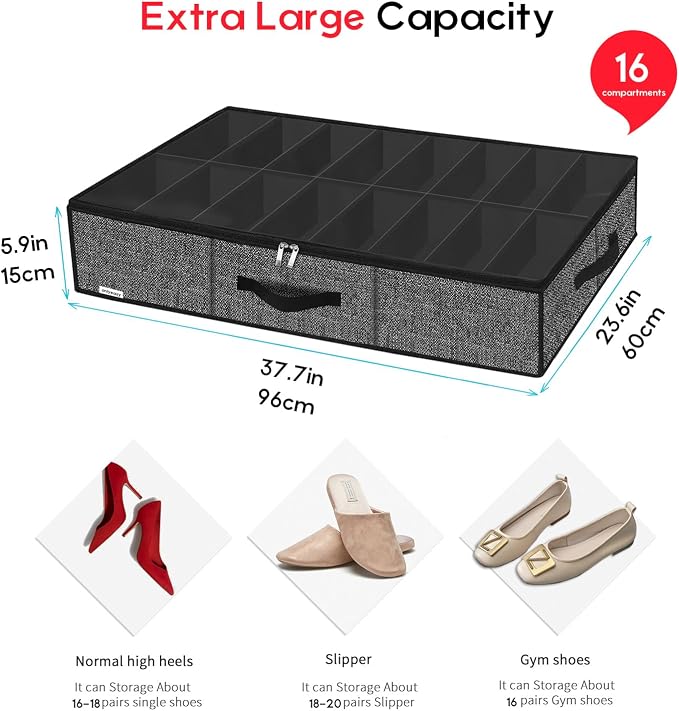 Onlyeasy Sturdy Under Bed Shoe Storage Solution Organizer - Image 2
