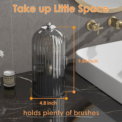 Makeup Brush Holder with Lid 360 Rotating Clear Dustproof Make Up Organizers - Image 6