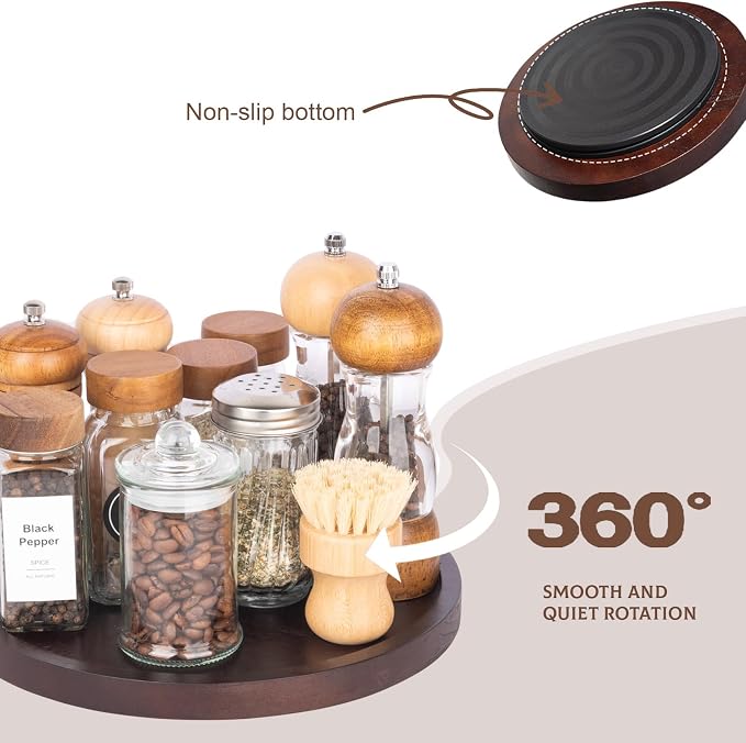 Wood Lazy Susan Organizer Kitchen Turntable - Image 4