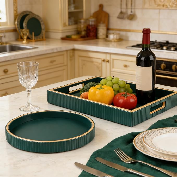 SANZIE Leather Tray Desktop Storage Organizer Premium Serving Trays Decorative - Image 5