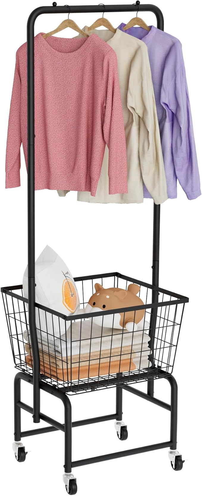 Rolling Laundry Cart with Wheels, Laundry Hamper Basket Organizer with Clothes by Unknown