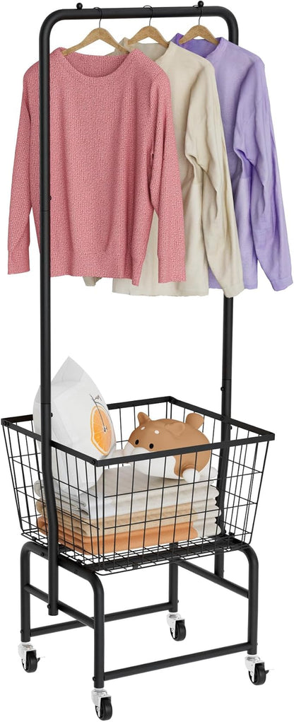 Rolling Laundry Cart with Wheels, Laundry Hamper Basket Organizer with Clothes by Unknown