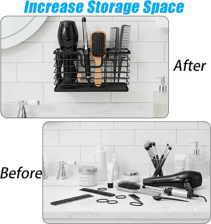Nicunom Hair Dryer Holder, 3 in 1 Hair Tool Organizer Wall Mounted/Cabinet Door - Image 4