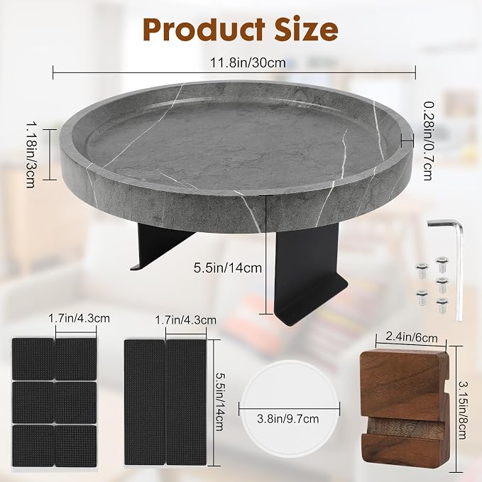Couch Tray, Adjustable Couch Tray and Detachable Wooden Couch armrest Trays - Image 2