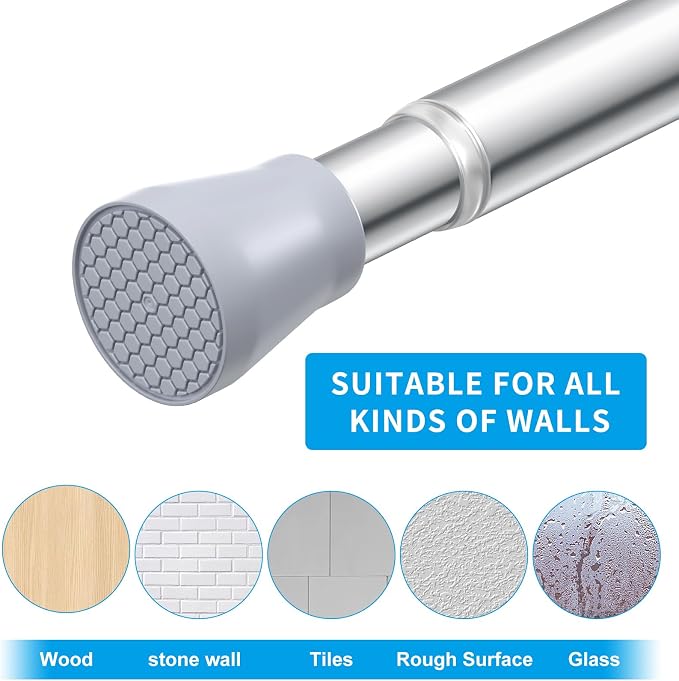 AIZESI 2PCS Tension Curtain Rod 28-48 Inch Adjustable No Drilling, No Slip - Image 4