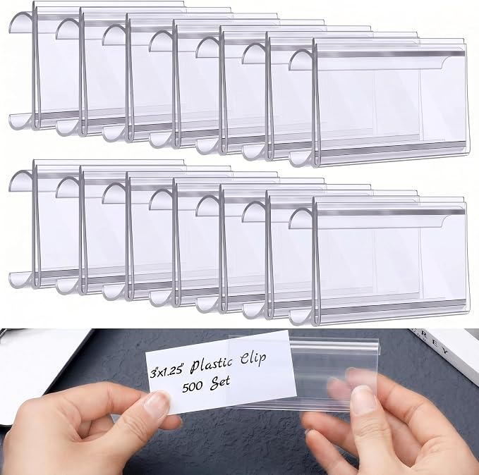 Kathfly 500 Pcs Plastic Wire Shelf Label Holder Tags by Kathfly