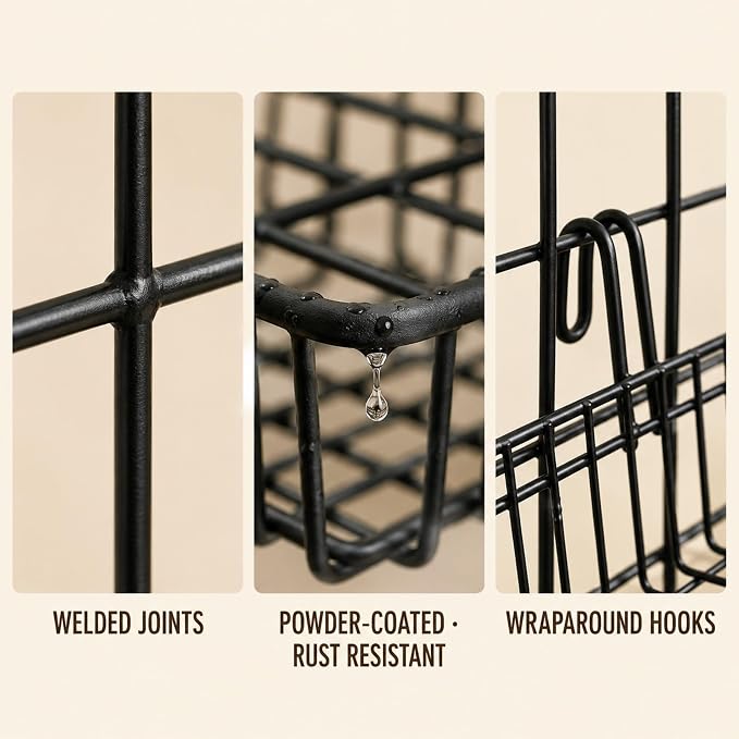 Black Metal Wire Hanging Basket, flower pots & supplies, coated metal shelf - Image 8