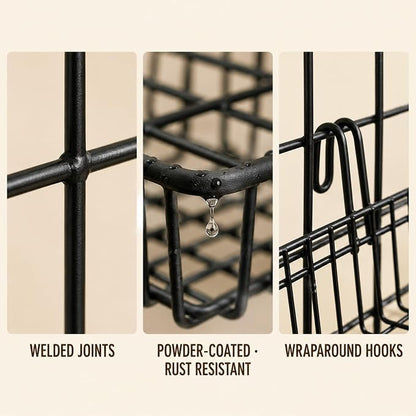 Black Metal Wire Hanging Basket, flower pots & supplies, coated metal shelf - Image 8