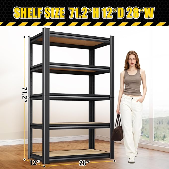 3 Pack Garage Shelving Heavy Duty Storage Shelves, Metal Adjustable Shelving - Image 3