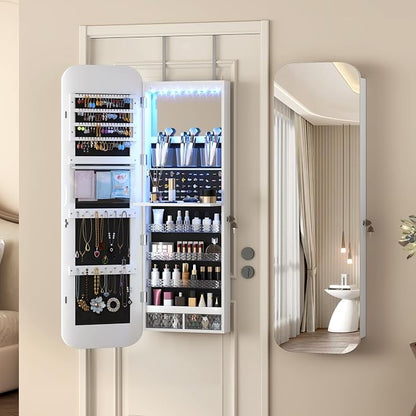 Vlsrka 47.2" LED Mirror Jewelry Cabinet, Wall/Door Mounted Full Length Mirror - Image 9