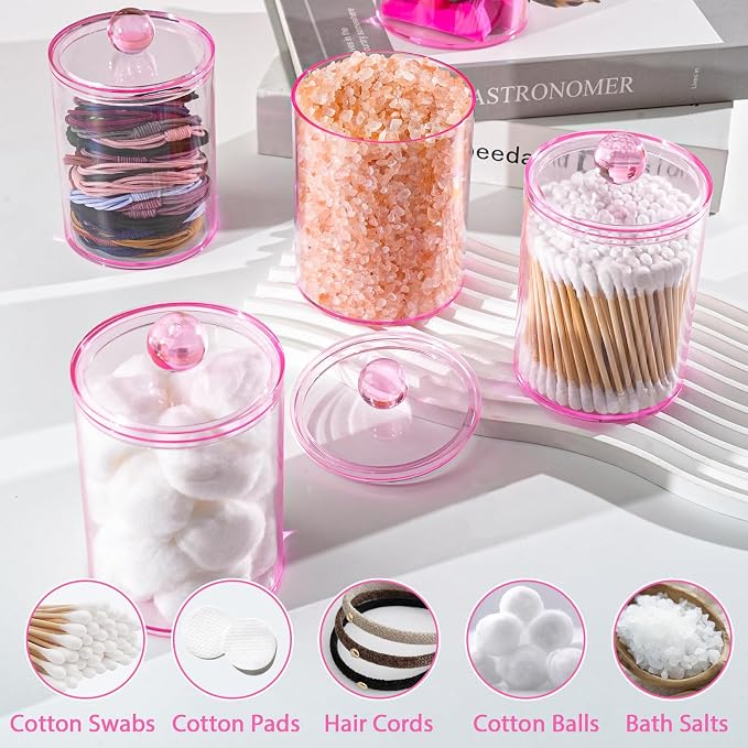 6 Pack Qtip Holder, Canister Apothecary Jar Set, Bathroom Jars - Image 4