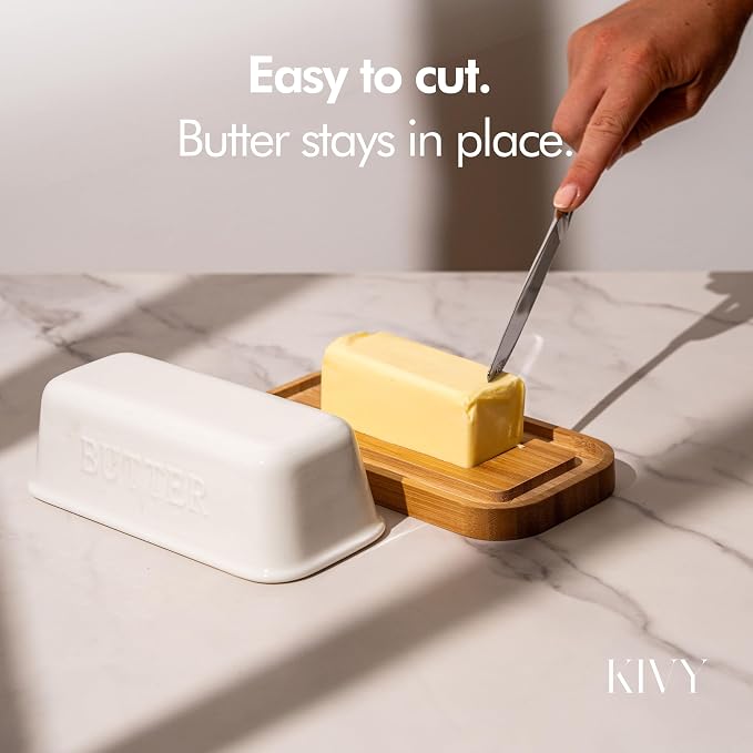 KIVY Ceramic butter dish with airtight lid that keeps butter soft - Image 4