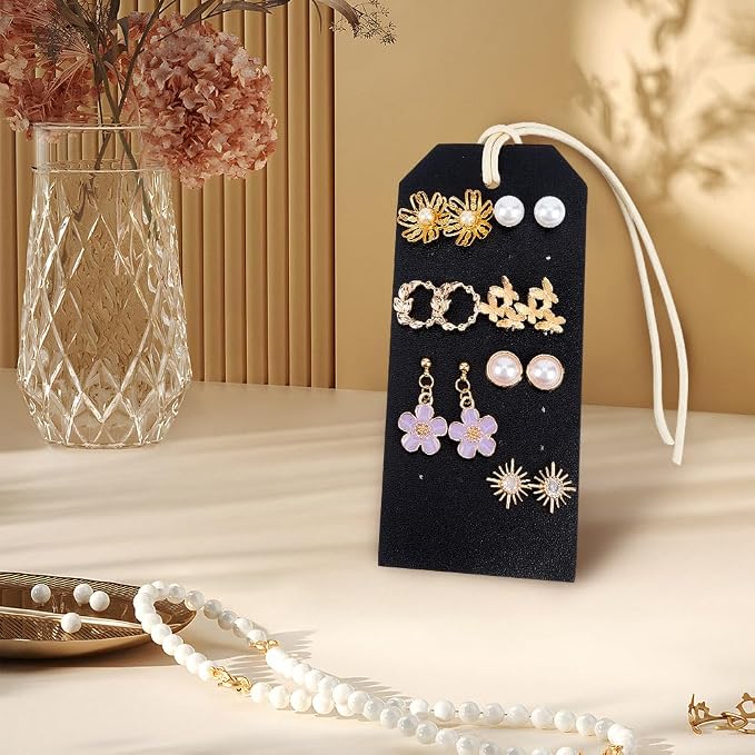 OLYCRAFT 7pcs Portable Leather Earring Holders 4.3x2 Inch Black Leather Earring - Image 6
