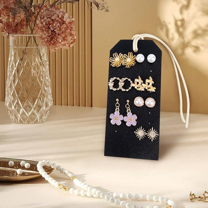 OLYCRAFT 7pcs Portable Leather Earring Holders 4.3x2 Inch Black Leather Earring - Image 6
