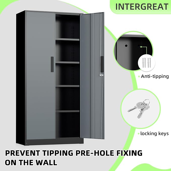 INTERGREAT Metal Storage Cabinet, Tall Metal Cabinet - Image 5