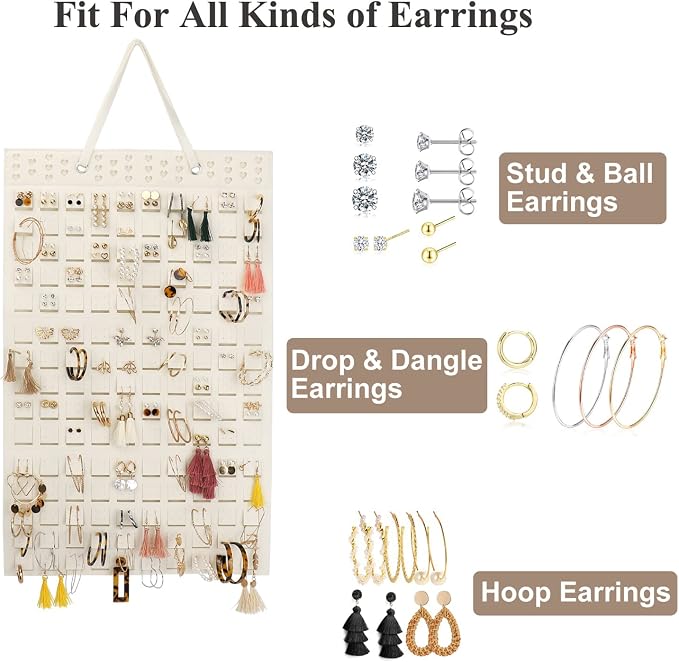 Resovo Hanging Earrings Organizer, Earring Holder & 20 Hooks, Holds Up To 300 - Image 3