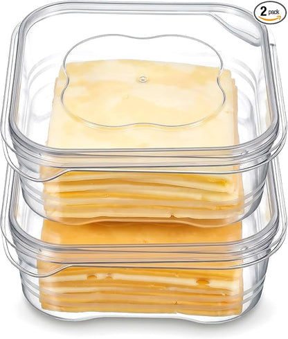 Cheese Container for Refrigerator 2 Pcs Reusable Sliced Cheese Container Clear by Unknown
