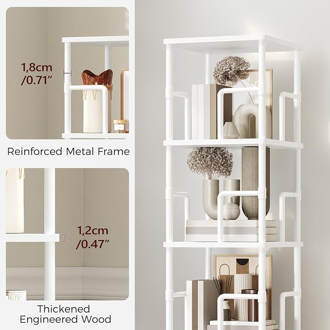 MAHANCRIS 5-Tier Rotating Bookshelf, Freestanding Corner Bookshelf, 360° - Image 8