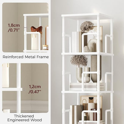 MAHANCRIS 5-Tier Rotating Bookshelf, Freestanding Corner Bookshelf, 360° - Image 8