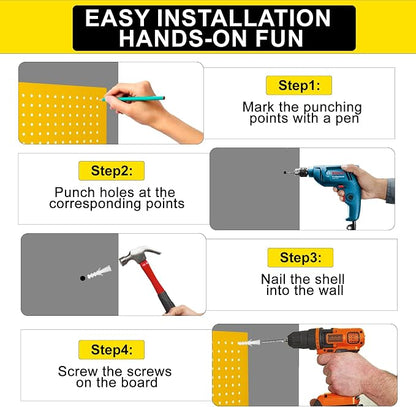 Metal Peg Board Panels for Workbench, Shed Modular Peg Board Organizer Board Kit - Image 5