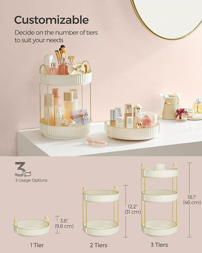 SONGMICS Makeup Organizer, 3-Tier Round Rotating Skincare Organizer Countertop - Image 4