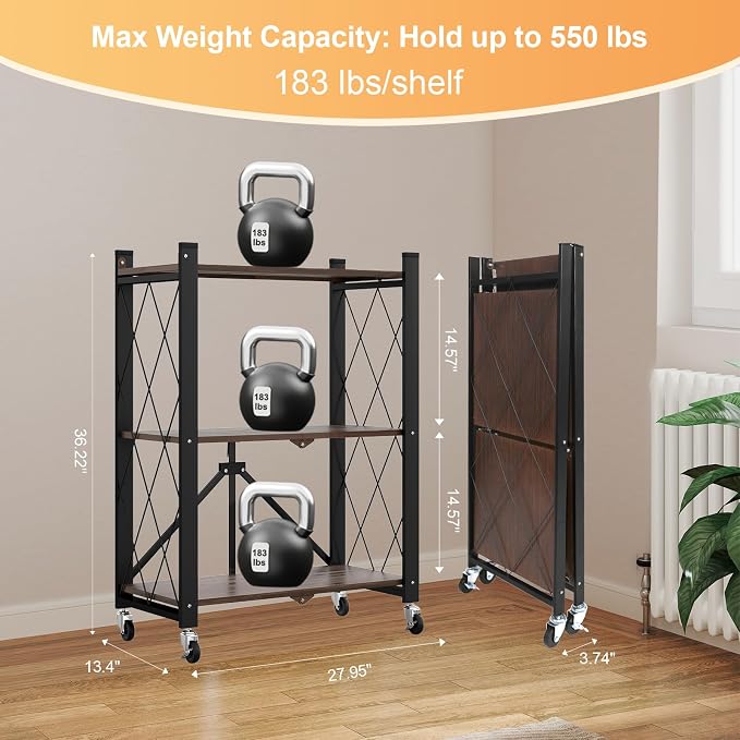 3 Tier Vintage Multifunctional Folding Shelf - Image 3