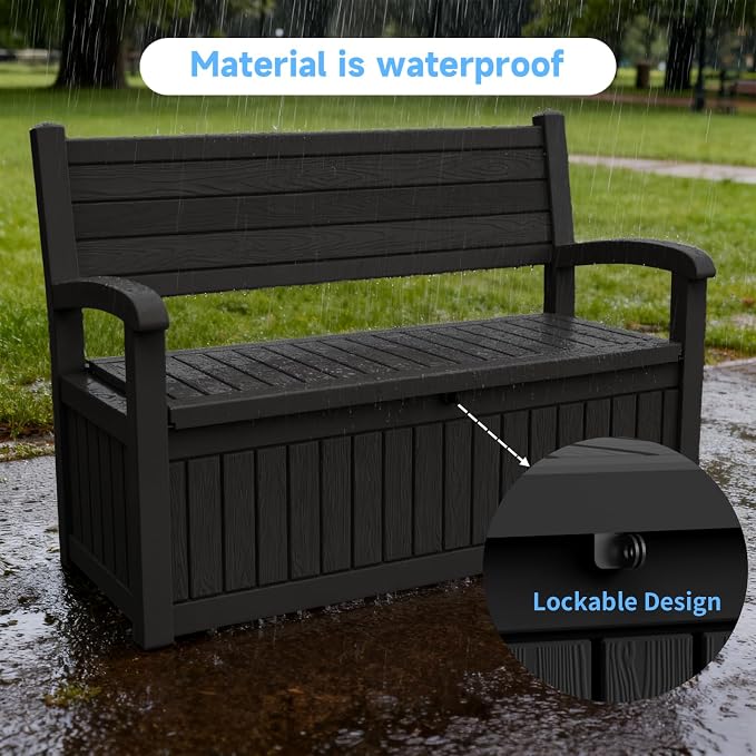 80 Gallon Outdoor Storage Bench, Heavy Duty Deck Box - Image 5