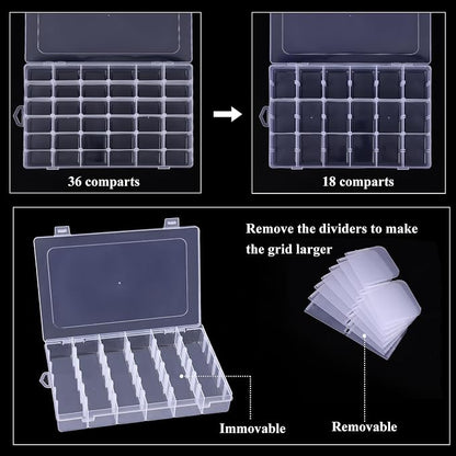 OUTUXED 8 Pack 36 Grids Clear Plastic Storage Boxes - Image 4