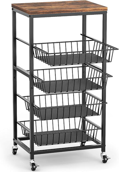 Fruit Vegetable Cart, 4-Tier Snack & Kitchen Cart on Wheels - Image 9