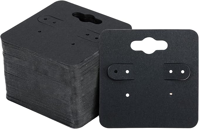 joycraft 100Pcs Earring Display Holder Cards, 2 Inch Black Earring Hanging Cards by joycraft