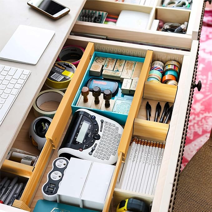ANTOWIN Bamboo Drawer Dividers Organizers, Drawer Separators Splitter, 17-22 - Image 4