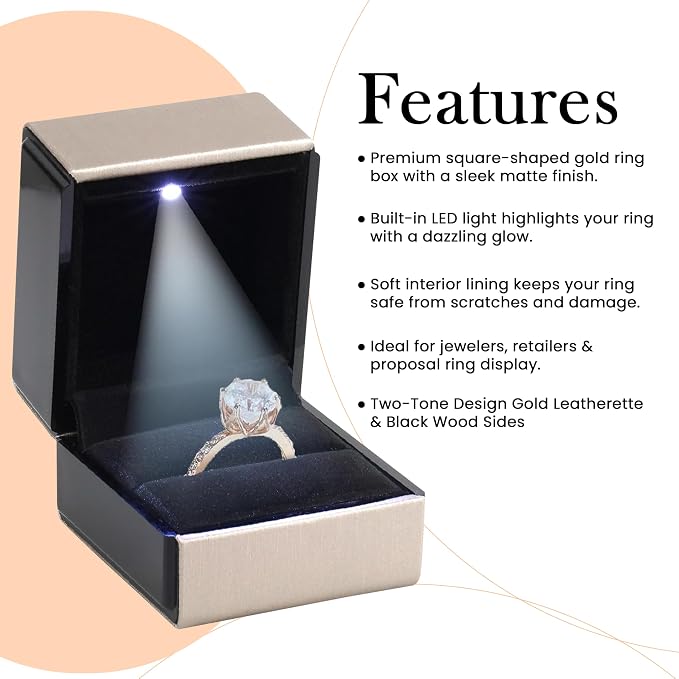 Novel Box Square Shaped Gold Ring Box - Image 3