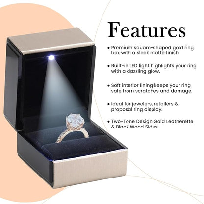Novel Box Square Shaped Gold Ring Box - Image 3