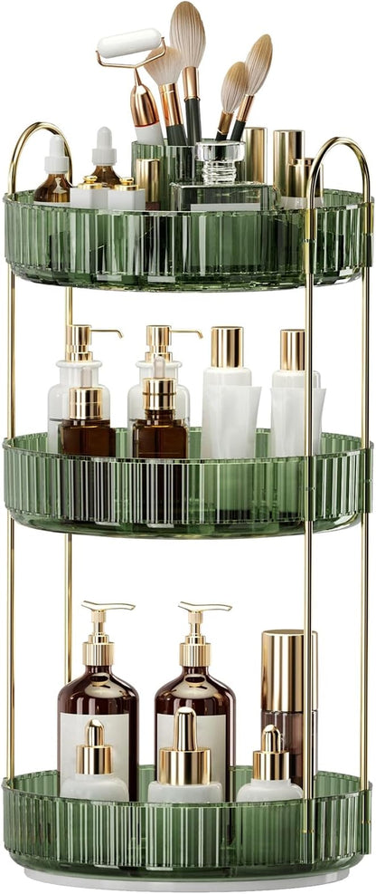 360° Rotating Makeup Organizer, Large-Capacity Skincare Make Up Storage 3 Tier by Oifecsie