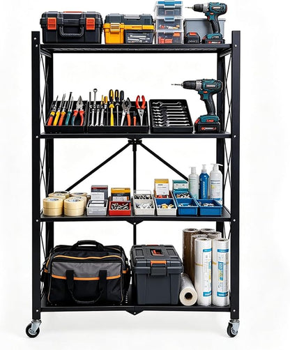 28.5" L x 14.2" W x 46.1" H Foldable 4-Tier Garage Storage Shelves by Unknown
