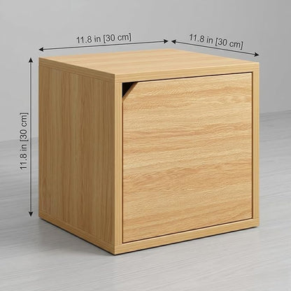 Modular Storage Cube with Door, 11.8" x 11.8" Multipurpose Wooden Bookshelf and - Image 3