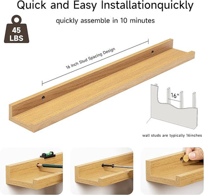 Fun Memories Picture Ledge Shelf, 24 Inch Floating Shelves Set of 2, Nursery - Image 5