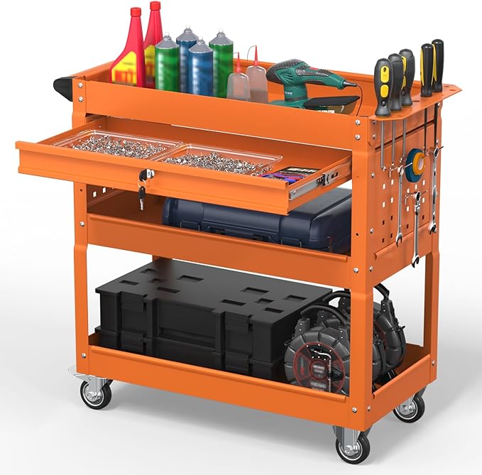 3 Tier Rolling Tool Cart on Wheels, 550 LBS Tool Cart by Cobinery